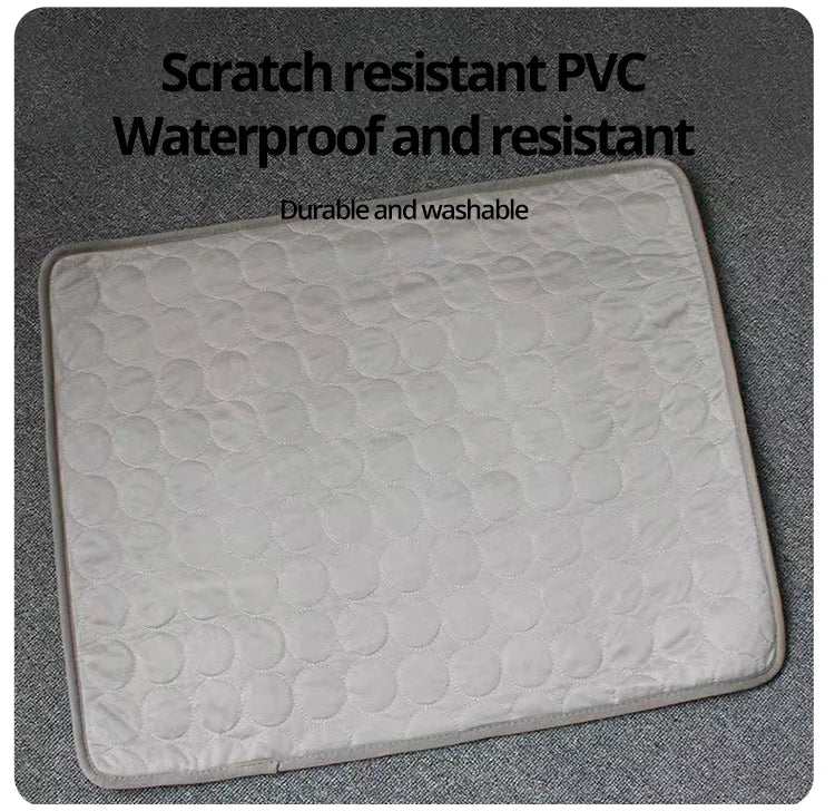 "Grey ice silk cooling pad for small pets, ideal for summer comfort"