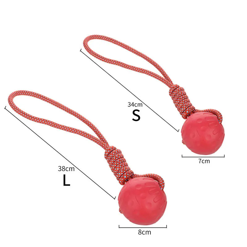 "HOOPET rubber ball dog toy in red color, designed for durable play"