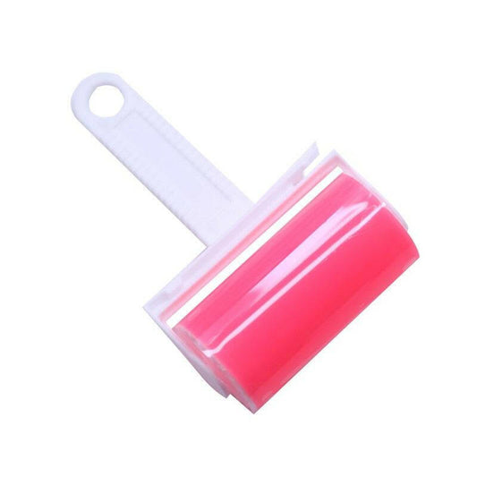 Washable sticky roller for pet hair removal, reusable and portable design.