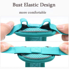 Adjustable no-pull dog harness close-up, showcasing the bust elastic design for comfort and reflective mesh for safety.