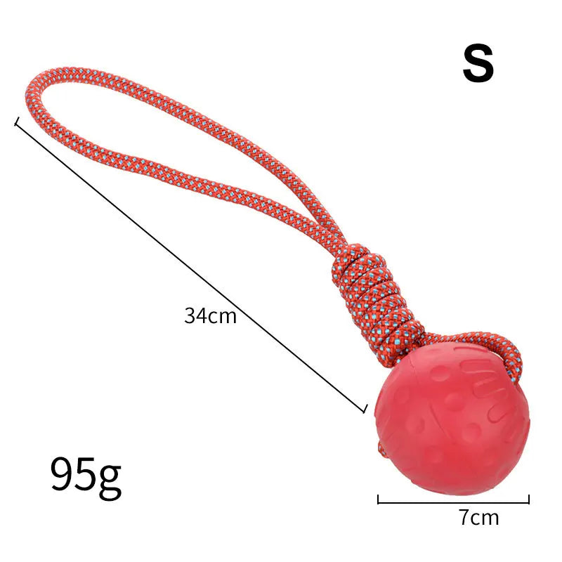 "HOOPET rubber ball dog toy in red color, designed for durable play"