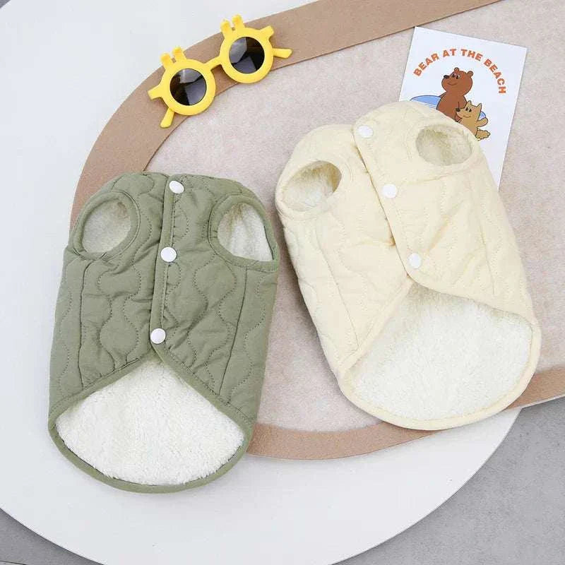 Winter pet dog vest jacket for small and medium dogs, warm cotton coat for Yorkie, Chihuahua, Maltese, and Bulldog.