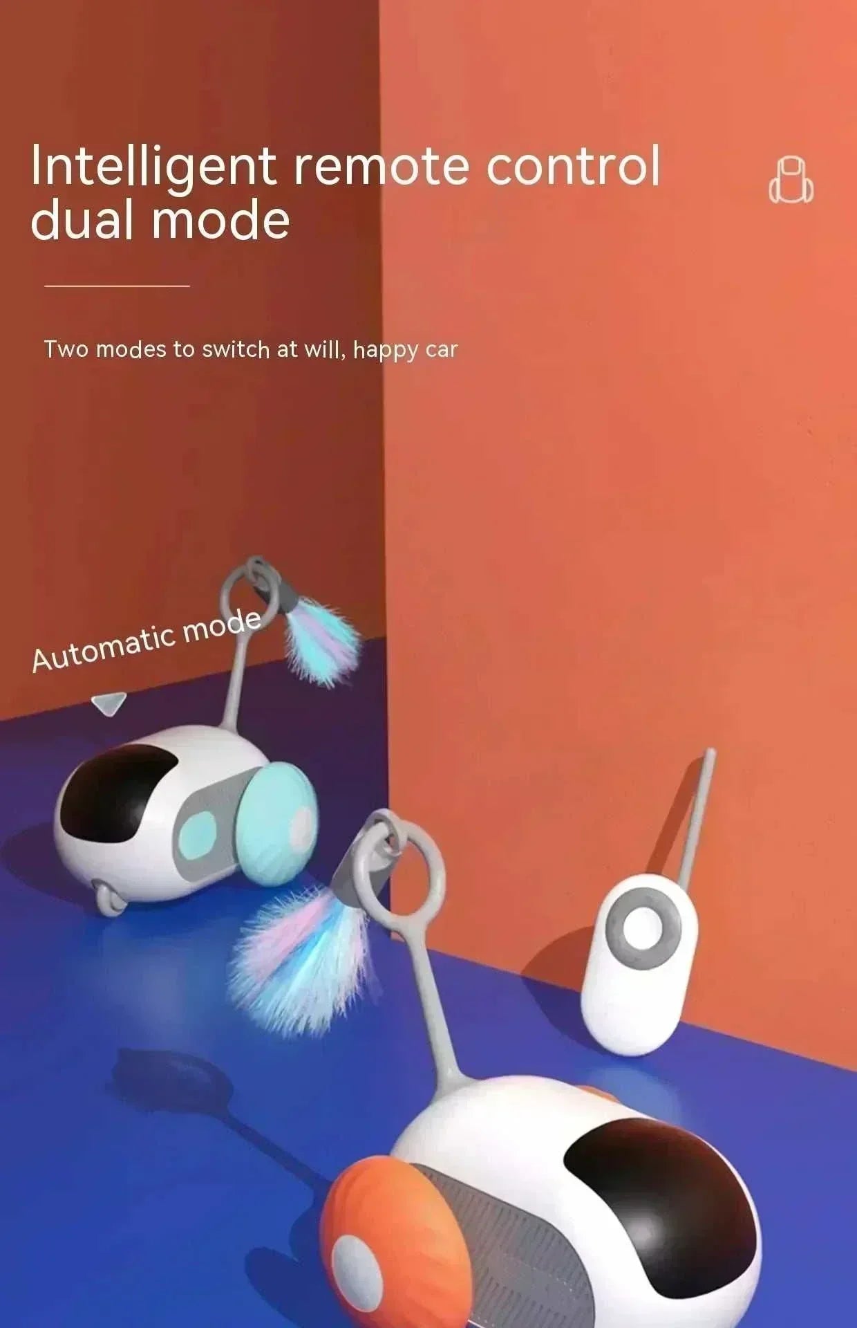 Wireless remote control electric cat toy with gravity sports car design and interactive teaser stick for active play.