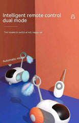 Wireless remote control electric cat toy with gravity sports car design and interactive teaser stick for active play.