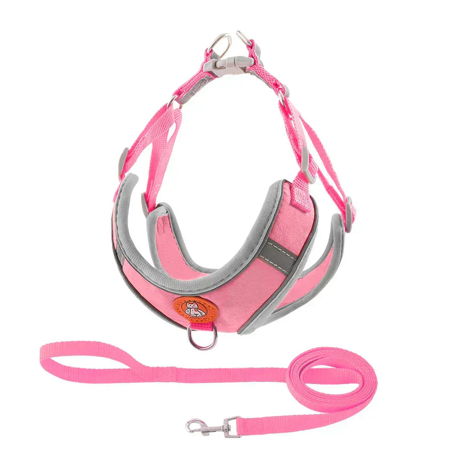-Pull Reflective Dog Harness & Leash Set - Adjustable & Breathable No-pull reflective dog harness and leash set with adjustable straps and breathable material, ideal for safe, comfortable walks with dogs or cats.