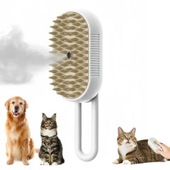 "3-in-1 pet spray massage brush for grooming cats and dogs with steam spray"