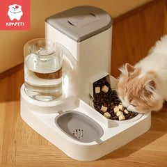 water dispenser Kimpets automatic pet feeder and water dispenser with large capacity, designed for dry and wet food separation for cats and dogs.