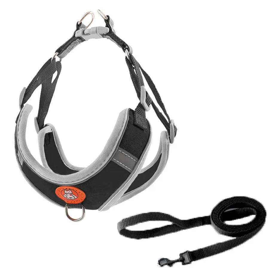 -Pull Reflective Dog Harness & Leash Set - Adjustable & Breathable No-pull reflective dog harness and leash set with adjustable straps and breathable material, ideal for safe, comfortable walks with dogs or cats.