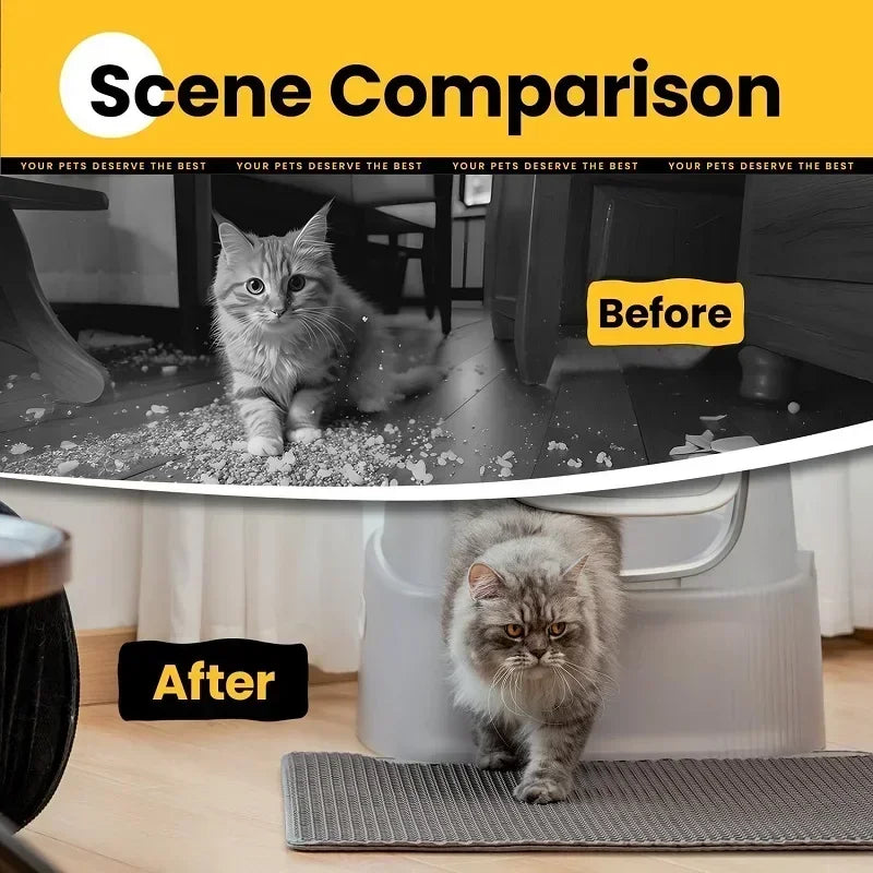 "Double layer waterproof cat litter mat with non-slip base and washable surface"