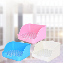 PP plastic rabbit litter box in rectangular shape, ideal for small animals like chinchillas and bunnies, designed for easy cleaning.