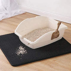"EVA double layer cat litter mat with honeycomb design for trapping litter"