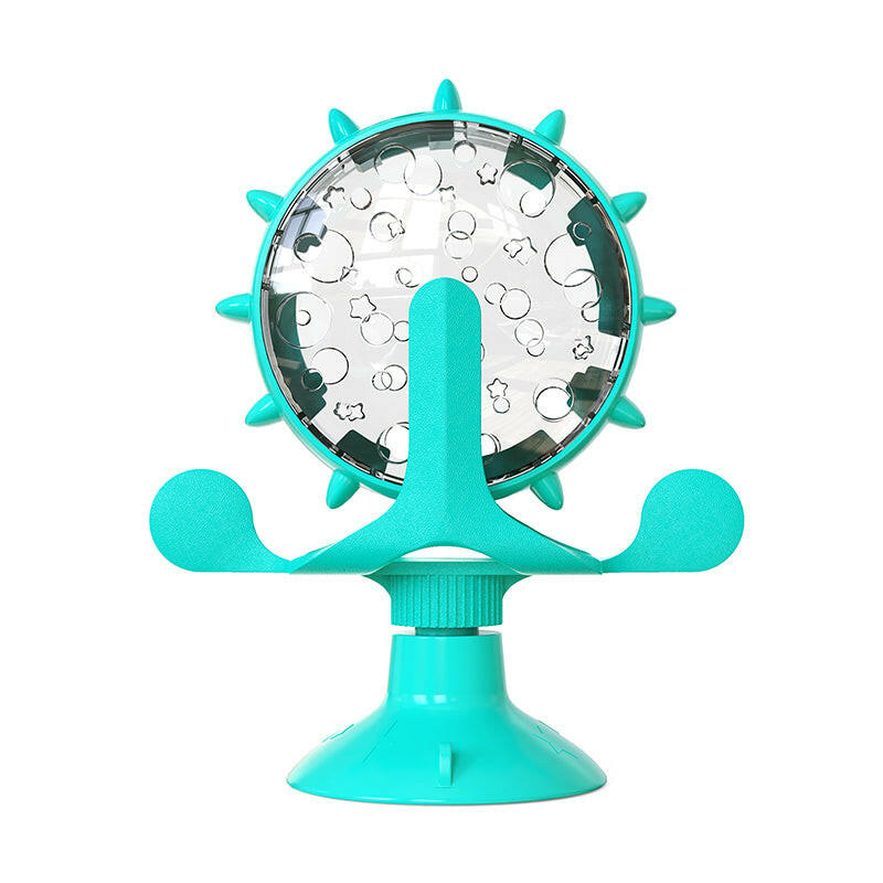 "Interactive treat leaking toy for cats and small dogs, rotatable wheel dispenser"