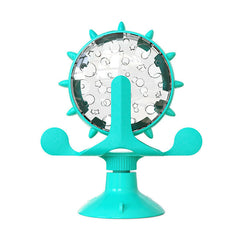 "Interactive treat leaking toy for cats and small dogs, rotatable wheel dispenser"