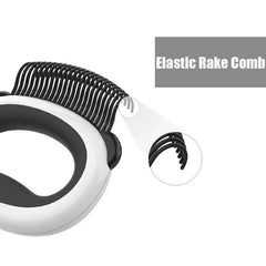 "7-in-1 pet grooming tool for cats and dogs, combining shedding control and hair removal features"