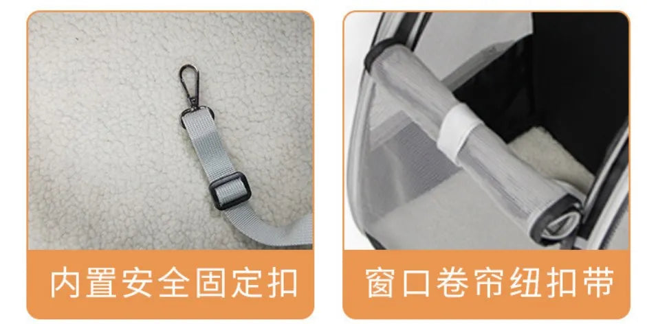 "Breathable canvas cat backpack with mesh panels for airflow and comfort"