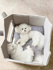 Fluffy foldable dog bed with half-closed design, perfect for small pets.