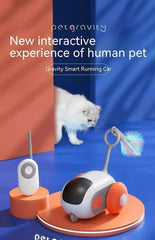 Wireless remote control electric cat toy with gravity sports car design and interactive teaser stick for active play.