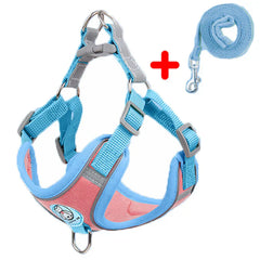 -Pull Reflective Dog Harness & Leash Set - Adjustable & Breathable No-pull reflective dog harness and leash set with adjustable straps and breathable material, ideal for safe, comfortable walks with dogs or cats.