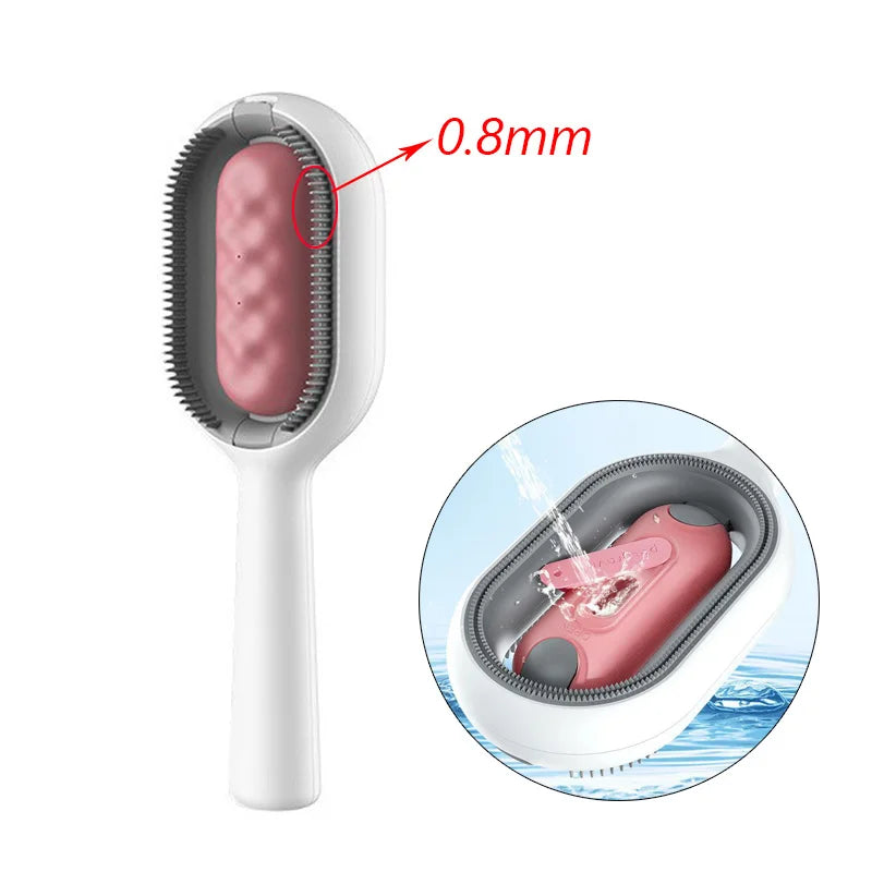 "Double-sided pet hair removal brush for cats and dogs with grooming wipes"