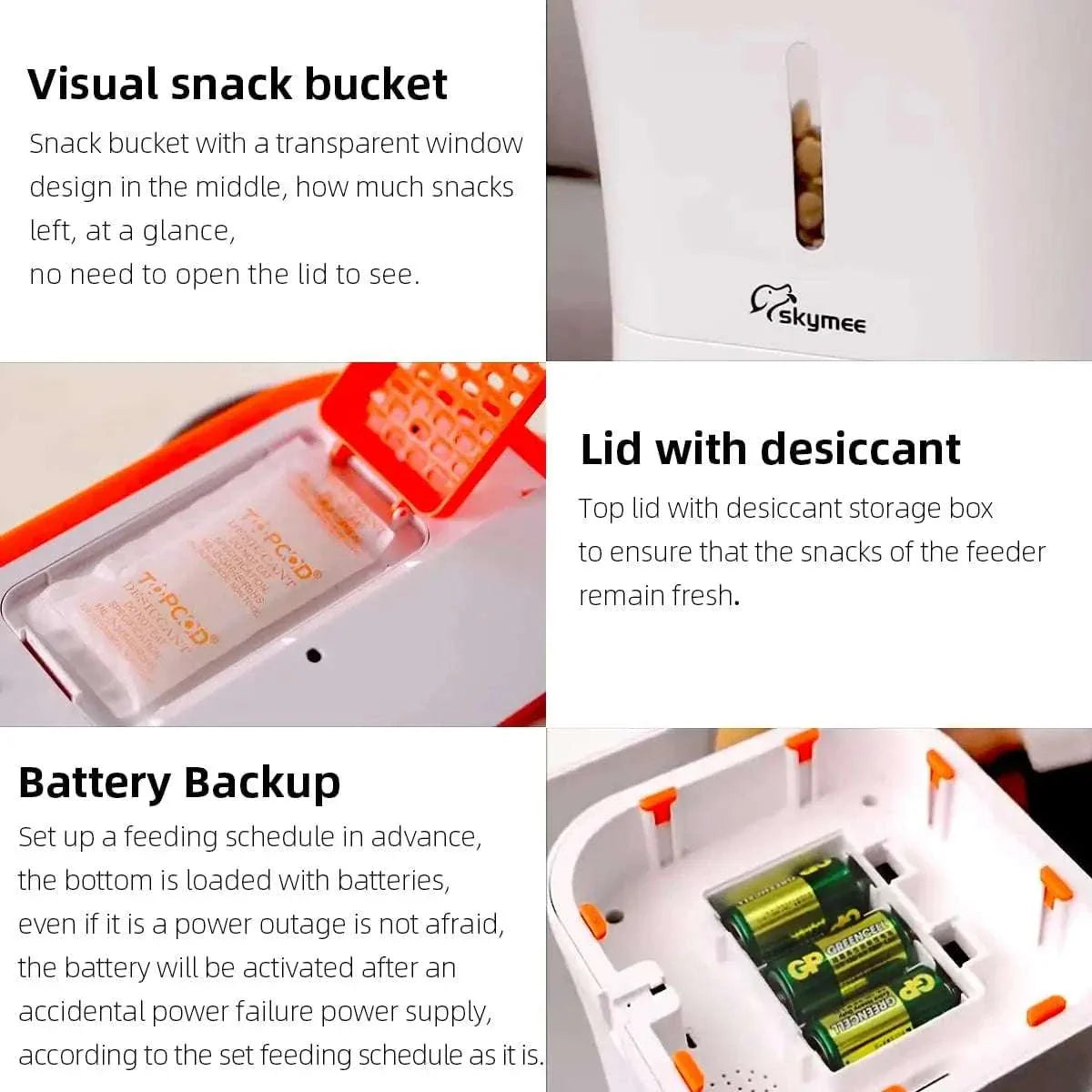 Smart WiFi pet feeder with 12L capacity, HD camera, remote control, and smartphone app features.