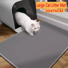 "Waterproof double layer cat litter mat with non-slip and easy-to-clean design"