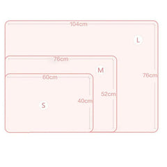 Size chart for Soft Fluffy Cartoon Pet Blanket, showing dimensions for sizes S, M, and L.