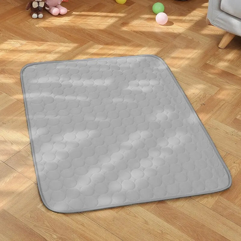 "Grey ice silk cooling pad for small pets, ideal for summer comfort"