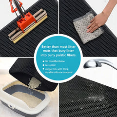 EVA Double-Layer Cat Litter Pad – Waterproof, non-slip, easy-to-clean mat designed for trapping loose litter and protecting floors.