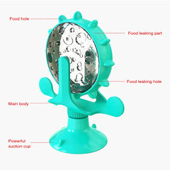 "Interactive treat leaking toy for cats and small dogs, rotatable wheel dispenser"