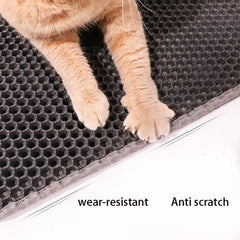 EVA Double-Layer Cat Litter Pad with cat paws, waterproof and non-slip surface.