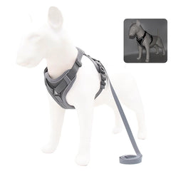 Adjustable Dog Harness Leash Set with reflective design for small and medium dogs, perfect for French Bulldogs and Yorkies.