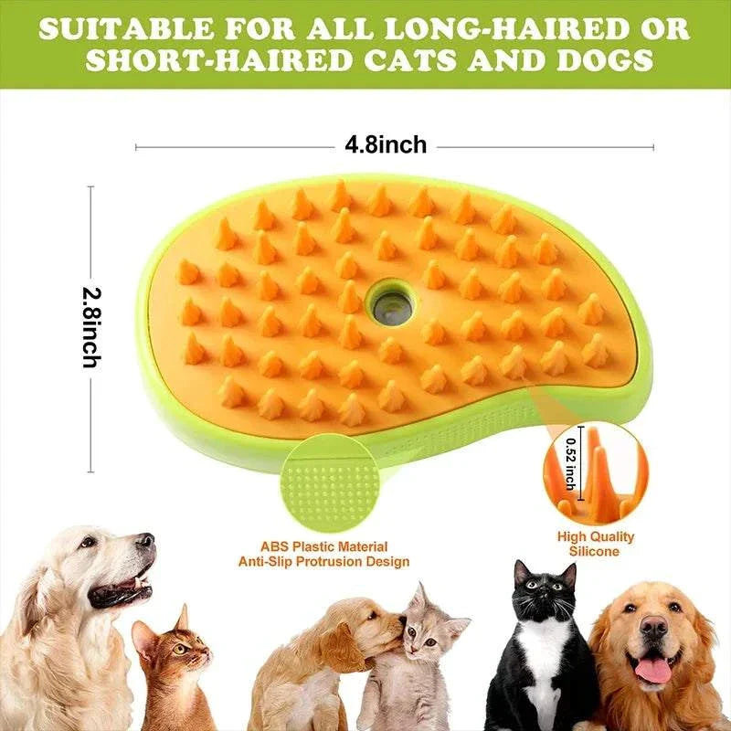 "Electric pet grooming brush with soft silicone bristles and water spray for cats"water spray & silicone bristles