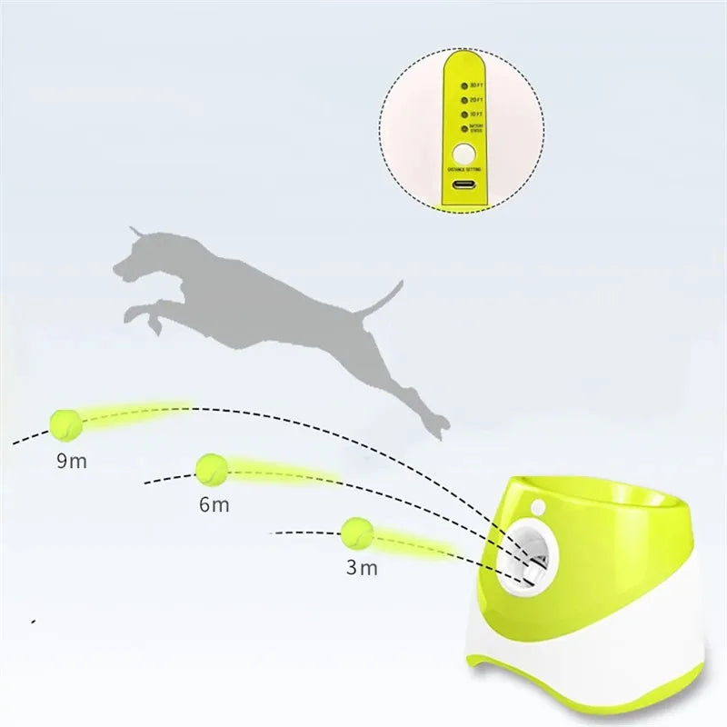 "Automatic dog tennis ball launcher for interactive play"