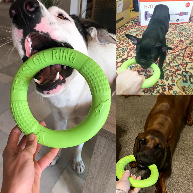 "Interactive dog training ring puller flying disk toy for outdoor play"