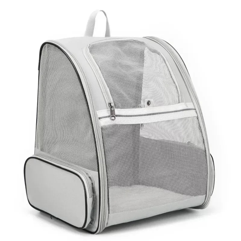 "Breathable canvas cat backpack with mesh panels for airflow and comfort"