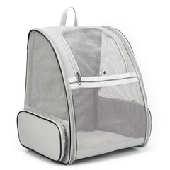 "Breathable canvas cat backpack with mesh panels for airflow and comfort"