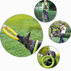Anti-Bite Pet Flying Disk Training Ring Puller for dogs in action, showcasing interactive play and durability.