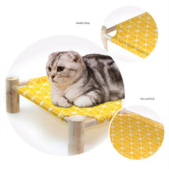 "Detachable raised cat hammock bed with moisture-proof washable mat, ideal for cats and small dogs"

