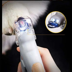 Professional pet nail clippers with LED light for cats and dogs, ergonomic design, stainless steel blades.
