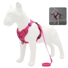 Adjustable Dog Harness Leash Set with reflective design for small and medium dogs, perfect for French Bulldogs and Yorkies.