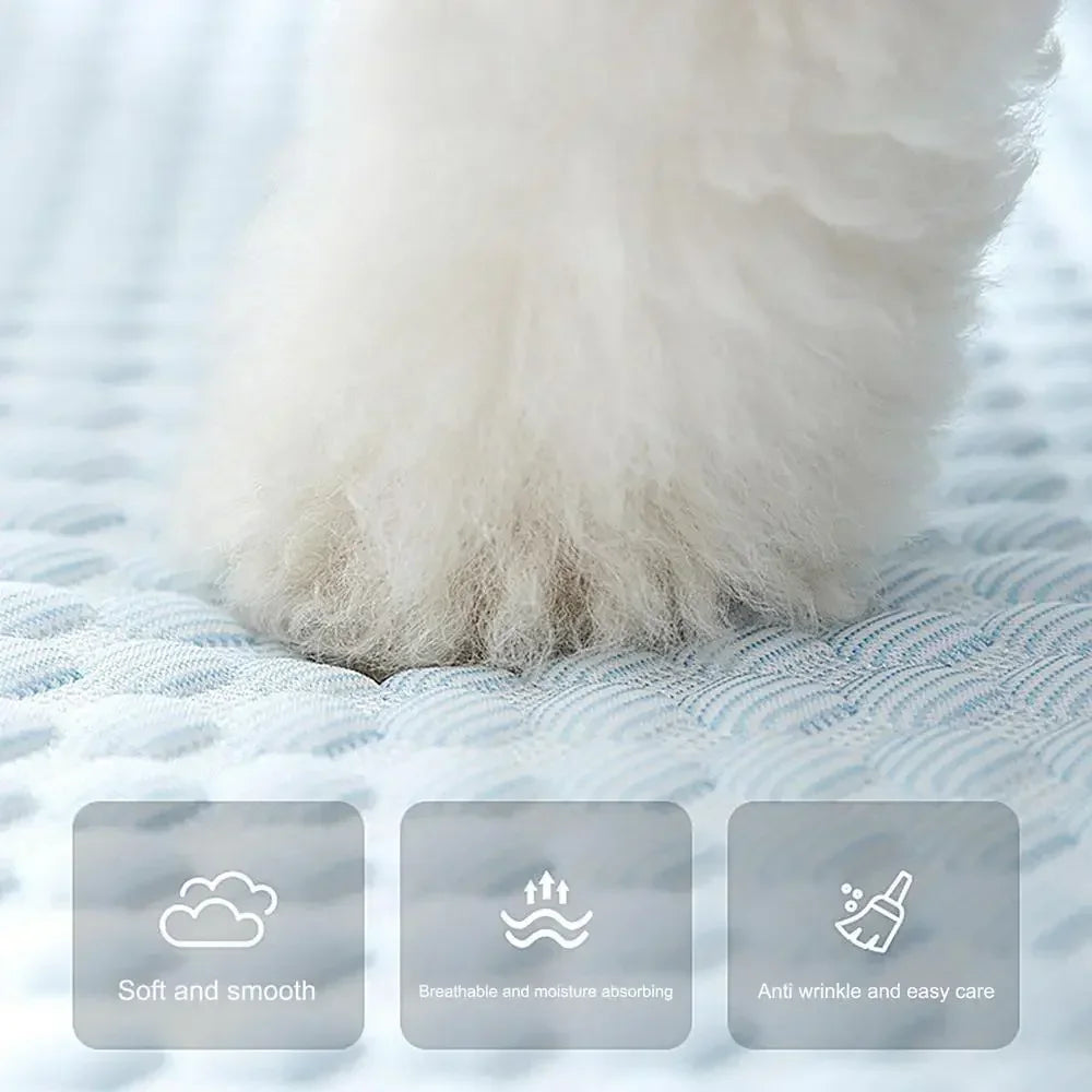 "Pet cooling ice pad for dogs and cats, washable and self-cooling for summer comfort"
