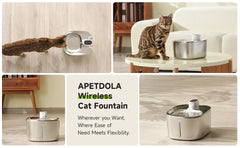 "APETDOLA 4L wireless cat water fountain with auto sensor for fresh automatic dog water bowl pet drinking water"