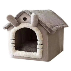 Indoor warm dog house, soft pet bed tent with removable cushion.