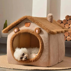 Foldable pet house with removable dog bed, washable cat house and puppy kennel.