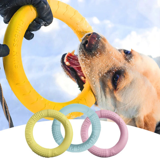"Interactive dog training ring puller flying disk toy for outdoor play"