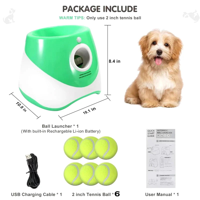 "Automatic dog tennis ball launcher for interactive play"