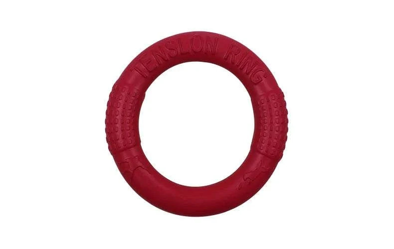 Anti-Bite Pet Flying Disk Training Ring Puller in red, durable and interactive dog toy for aggressive chewers.