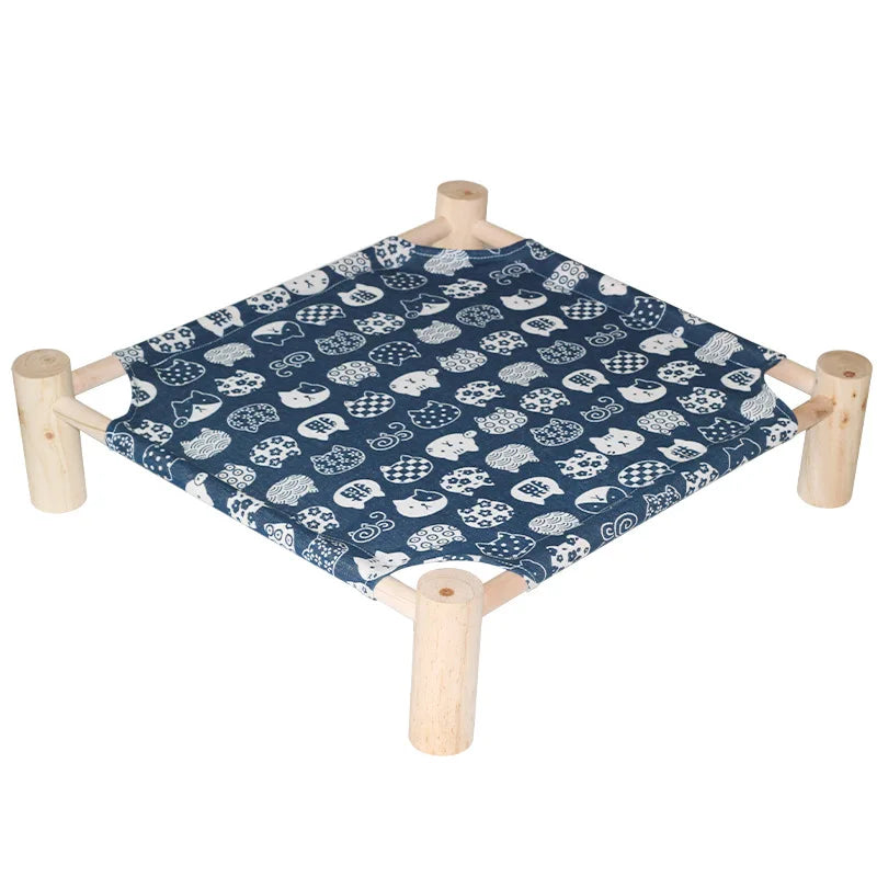 "Detachable raised cat hammock bed with moisture-proof washable mat, ideal for cats and small dogs"

