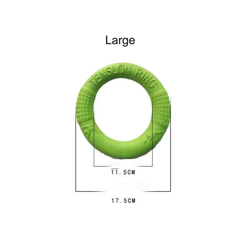 Large green anti-bite pet flying disk training ring puller for interactive dog play.