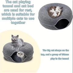 Round Cat Bed House with Soft Plush Cushion for Cats & Small Dogs